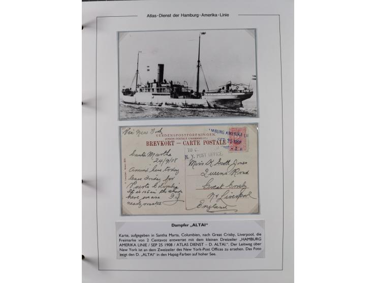 1899/1914, interessante Sammlung “ATLAS-Dienst der Hamburg-Amerika-Linie” mit fast 100 Briefen, Karten und Ganzsachen inkl. e