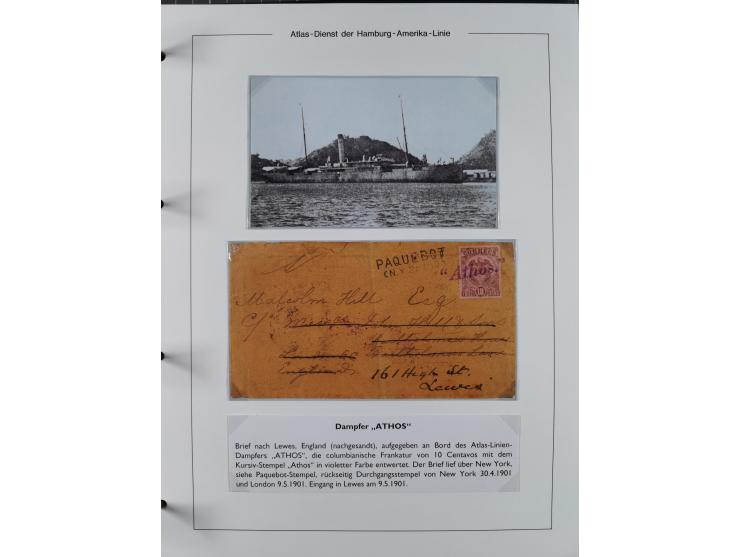 1899/1914, interessante Sammlung “ATLAS-Dienst der Hamburg-Amerika-Linie” mit fast 100 Briefen, Karten und Ganzsachen inkl. e