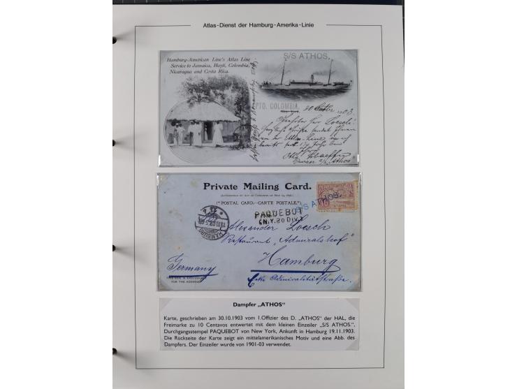 1899/1914, interessante Sammlung “ATLAS-Dienst der Hamburg-Amerika-Linie” mit fast 100 Briefen, Karten und Ganzsachen inkl. e