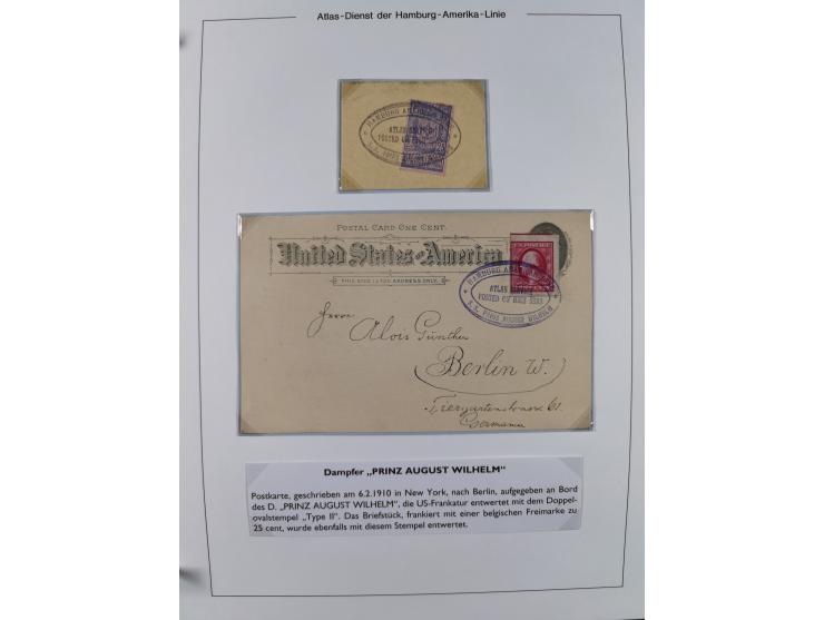 1899/1914, interessante Sammlung “ATLAS-Dienst der Hamburg-Amerika-Linie” mit fast 100 Briefen, Karten und Ganzsachen inkl. e