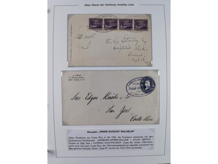 1899/1914, interessante Sammlung “ATLAS-Dienst der Hamburg-Amerika-Linie” mit fast 100 Briefen, Karten und Ganzsachen inkl. e