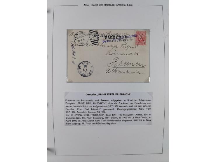 1899/1914, interessante Sammlung “ATLAS-Dienst der Hamburg-Amerika-Linie” mit fast 100 Briefen, Karten und Ganzsachen inkl. e