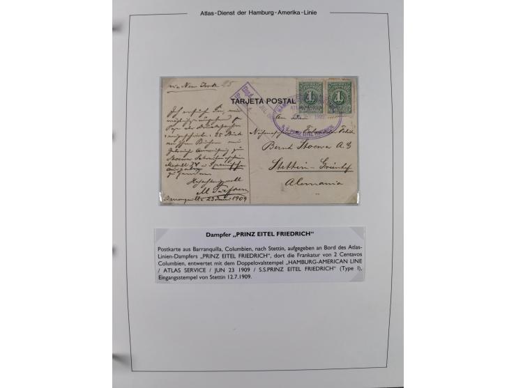 1899/1914, interessante Sammlung “ATLAS-Dienst der Hamburg-Amerika-Linie” mit fast 100 Briefen, Karten und Ganzsachen inkl. e