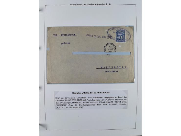 1899/1914, interessante Sammlung “ATLAS-Dienst der Hamburg-Amerika-Linie” mit fast 100 Briefen, Karten und Ganzsachen inkl. e