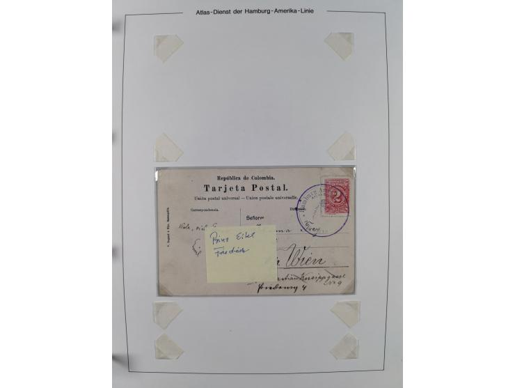 1899/1914, interessante Sammlung “ATLAS-Dienst der Hamburg-Amerika-Linie” mit fast 100 Briefen, Karten und Ganzsachen inkl. e