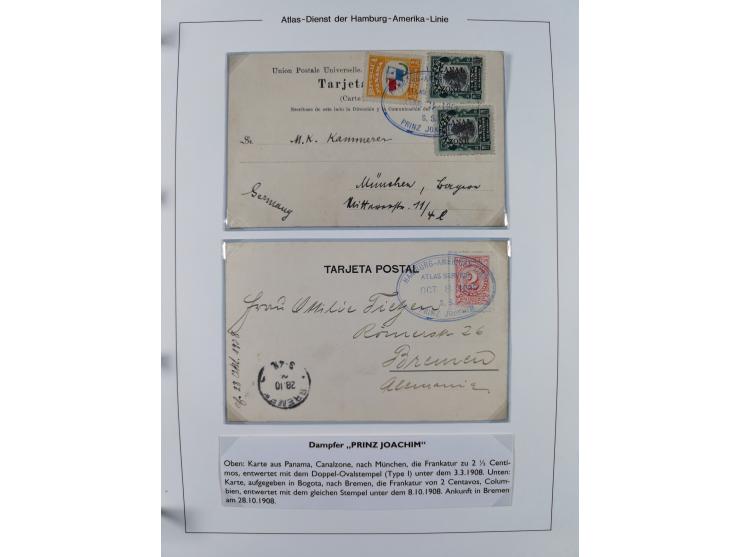 1899/1914, interessante Sammlung “ATLAS-Dienst der Hamburg-Amerika-Linie” mit fast 100 Briefen, Karten und Ganzsachen inkl. e