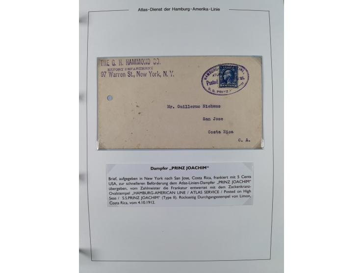 1899/1914, interessante Sammlung “ATLAS-Dienst der Hamburg-Amerika-Linie” mit fast 100 Briefen, Karten und Ganzsachen inkl. e