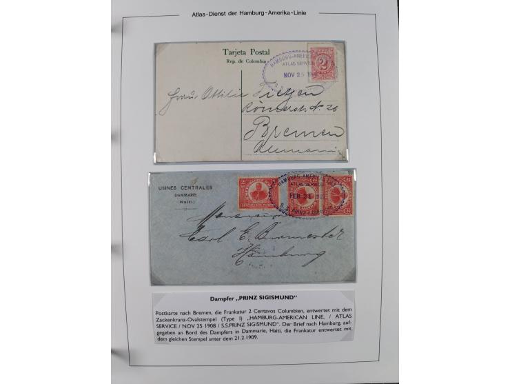 1899/1914, interessante Sammlung “ATLAS-Dienst der Hamburg-Amerika-Linie” mit fast 100 Briefen, Karten und Ganzsachen inkl. e