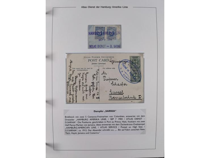1899/1914, interessante Sammlung “ATLAS-Dienst der Hamburg-Amerika-Linie” mit fast 100 Briefen, Karten und Ganzsachen inkl. e