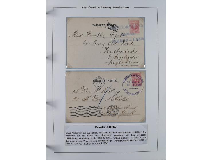 1899/1914, interessante Sammlung “ATLAS-Dienst der Hamburg-Amerika-Linie” mit fast 100 Briefen, Karten und Ganzsachen inkl. e