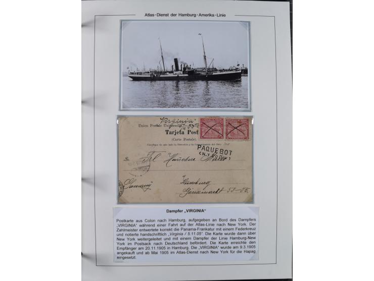 1899/1914, interessante Sammlung “ATLAS-Dienst der Hamburg-Amerika-Linie” mit fast 100 Briefen, Karten und Ganzsachen inkl. e