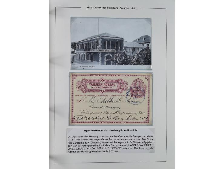 1899/1914, interessante Sammlung “ATLAS-Dienst der Hamburg-Amerika-Linie” mit fast 100 Briefen, Karten und Ganzsachen inkl. e
