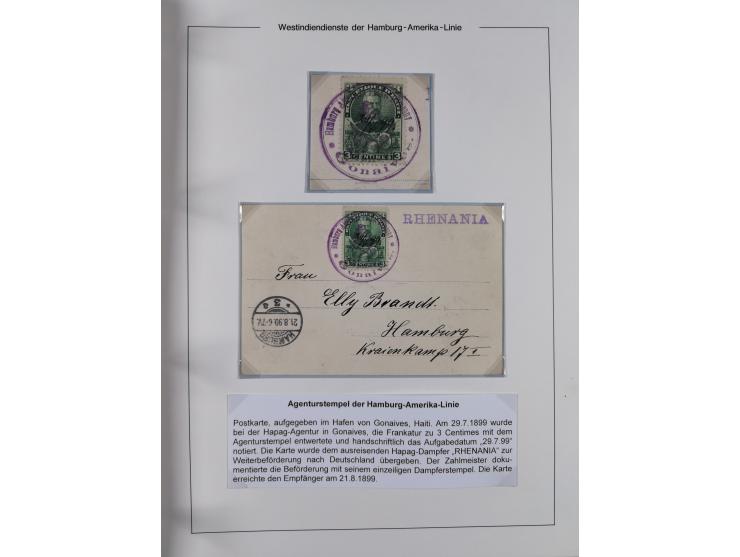 1899/1914, interessante Sammlung “ATLAS-Dienst der Hamburg-Amerika-Linie” mit fast 100 Briefen, Karten und Ganzsachen inkl. e