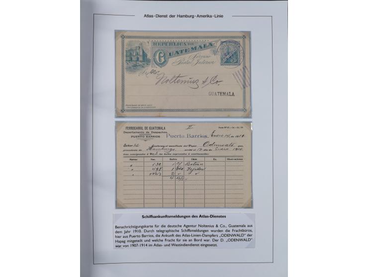 1899/1914, interessante Sammlung “ATLAS-Dienst der Hamburg-Amerika-Linie” mit fast 100 Briefen, Karten und Ganzsachen inkl. e