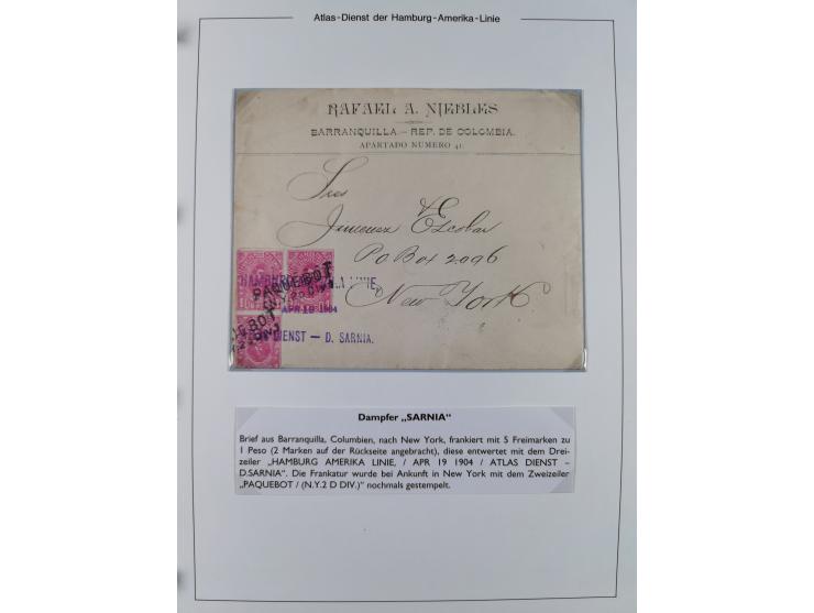 1899/1914, interessante Sammlung “ATLAS-Dienst der Hamburg-Amerika-Linie” mit fast 100 Briefen, Karten und Ganzsachen inkl. e