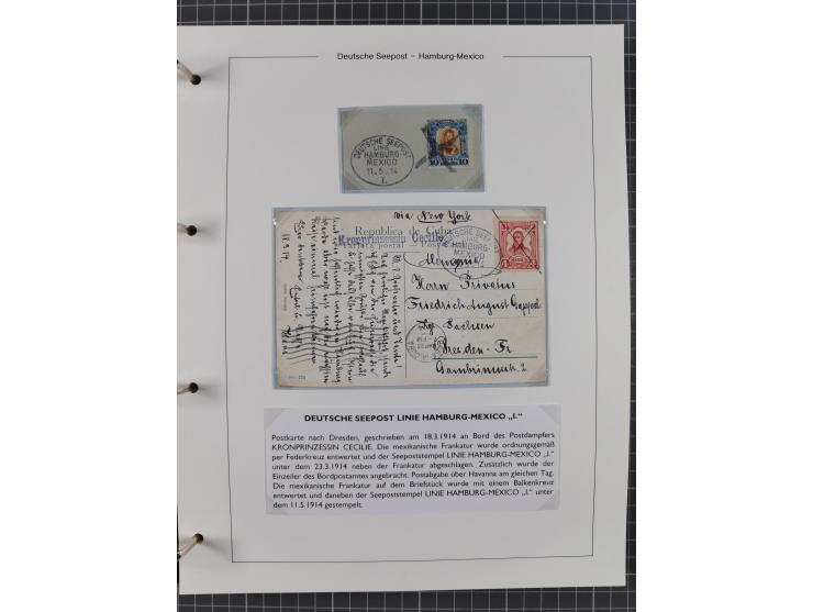 1903/39, Sammlung “DSP LINIE HAMBURG-MEXICO I-XIII” und den späteren Stempeln inkl. “HAMBURG-CUBA-MEXICO” mit über 50 Briefen