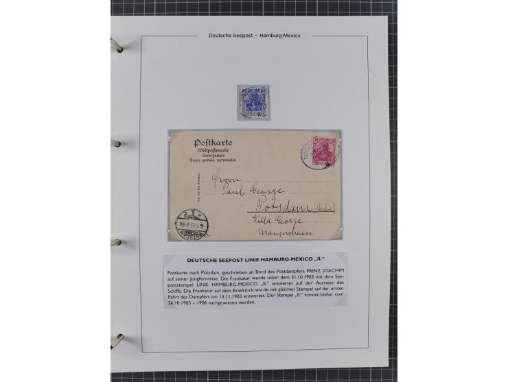 1903/39, Sammlung “DSP LINIE HAMBURG-MEXICO I-XIII” und den späteren Stempeln inkl. “HAMBURG-CUBA-MEXICO” mit über 50 Briefen