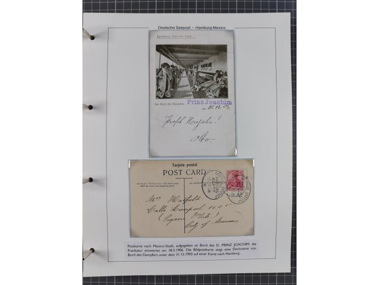 1903/39, Sammlung “DSP LINIE HAMBURG-MEXICO I-XIII” und den späteren Stempeln inkl. “HAMBURG-CUBA-MEXICO” mit über 50 Briefen