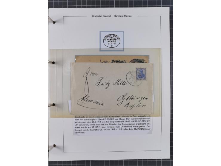 1903/39, Sammlung “DSP LINIE HAMBURG-MEXICO I-XIII” und den späteren Stempeln inkl. “HAMBURG-CUBA-MEXICO” mit über 50 Briefen