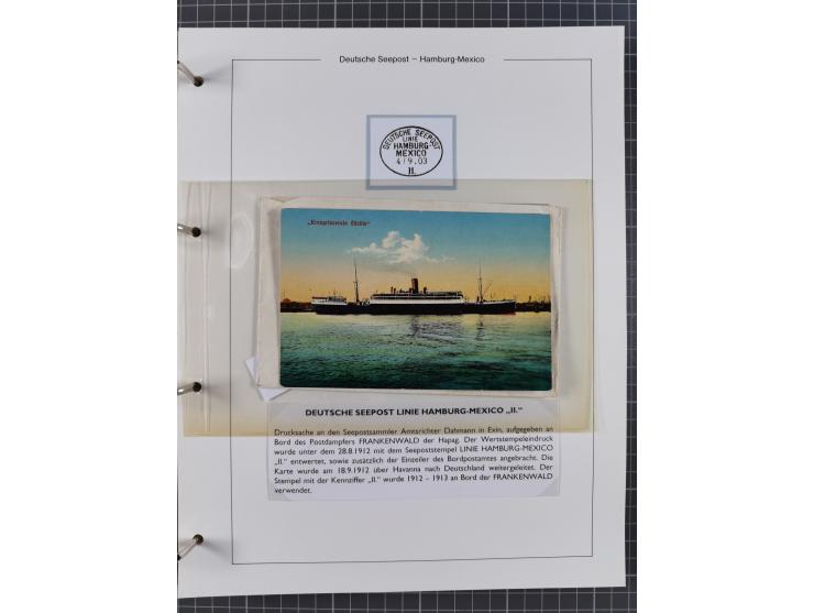 1903/39, Sammlung “DSP LINIE HAMBURG-MEXICO I-XIII” und den späteren Stempeln inkl. “HAMBURG-CUBA-MEXICO” mit über 50 Briefen