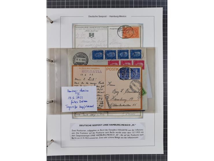 1903/39, Sammlung “DSP LINIE HAMBURG-MEXICO I-XIII” und den späteren Stempeln inkl. “HAMBURG-CUBA-MEXICO” mit über 50 Briefen