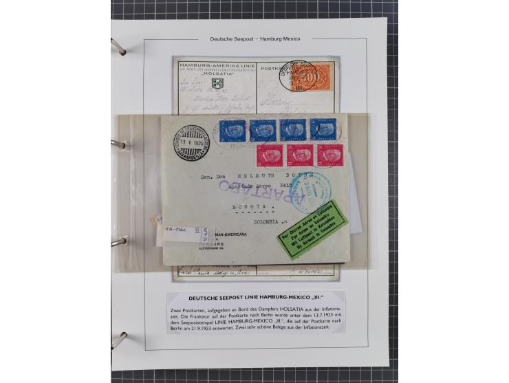 1903/39, Sammlung “DSP LINIE HAMBURG-MEXICO I-XIII” und den späteren Stempeln inkl. “HAMBURG-CUBA-MEXICO” mit über 50 Briefen