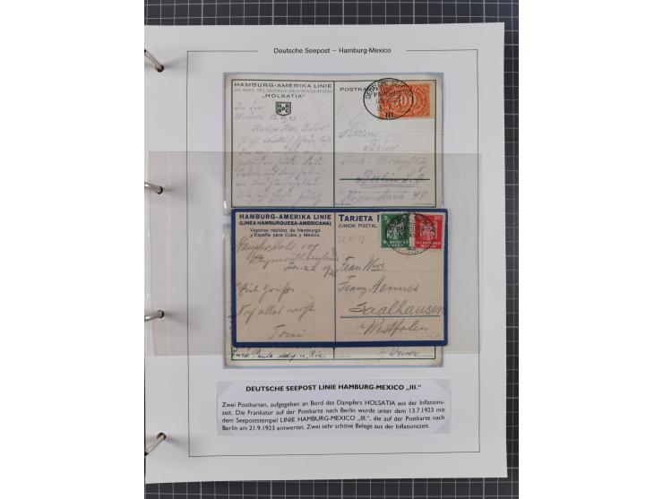 1903/39, Sammlung “DSP LINIE HAMBURG-MEXICO I-XIII” und den späteren Stempeln inkl. “HAMBURG-CUBA-MEXICO” mit über 50 Briefen