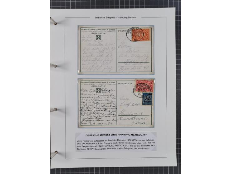 1903/39, Sammlung “DSP LINIE HAMBURG-MEXICO I-XIII” und den späteren Stempeln inkl. “HAMBURG-CUBA-MEXICO” mit über 50 Briefen