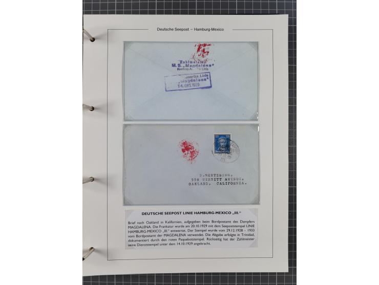 1903/39, Sammlung “DSP LINIE HAMBURG-MEXICO I-XIII” und den späteren Stempeln inkl. “HAMBURG-CUBA-MEXICO” mit über 50 Briefen