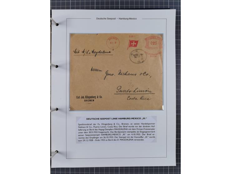 1903/39, Sammlung “DSP LINIE HAMBURG-MEXICO I-XIII” und den späteren Stempeln inkl. “HAMBURG-CUBA-MEXICO” mit über 50 Briefen
