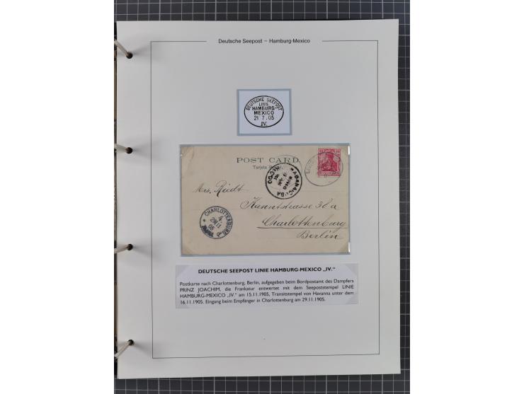 1903/39, Sammlung “DSP LINIE HAMBURG-MEXICO I-XIII” und den späteren Stempeln inkl. “HAMBURG-CUBA-MEXICO” mit über 50 Briefen