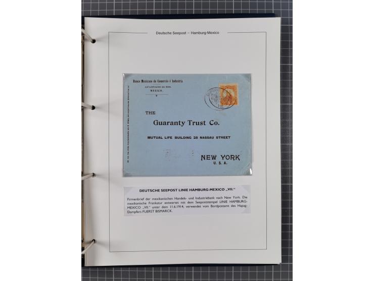 1903/39, Sammlung “DSP LINIE HAMBURG-MEXICO I-XIII” und den späteren Stempeln inkl. “HAMBURG-CUBA-MEXICO” mit über 50 Briefen