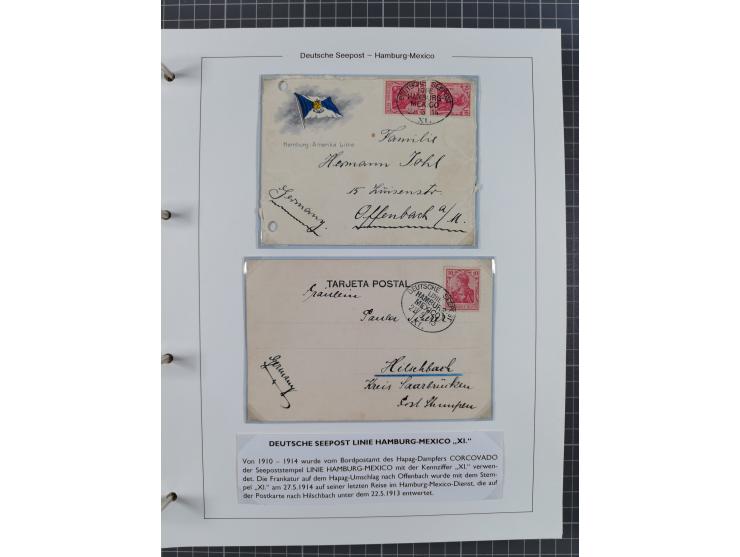 1903/39, Sammlung “DSP LINIE HAMBURG-MEXICO I-XIII” und den späteren Stempeln inkl. “HAMBURG-CUBA-MEXICO” mit über 50 Briefen