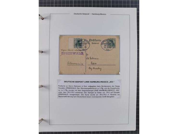 1903/39, Sammlung “DSP LINIE HAMBURG-MEXICO I-XIII” und den späteren Stempeln inkl. “HAMBURG-CUBA-MEXICO” mit über 50 Briefen