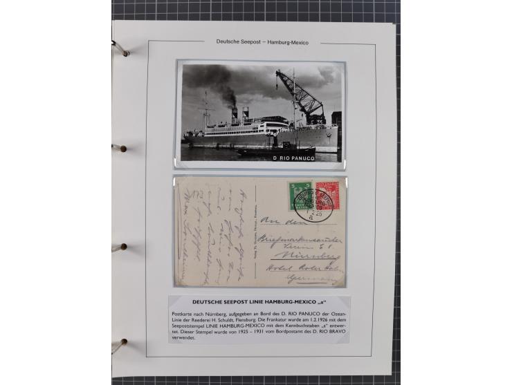 1903/39, Sammlung “DSP LINIE HAMBURG-MEXICO I-XIII” und den späteren Stempeln inkl. “HAMBURG-CUBA-MEXICO” mit über 50 Briefen