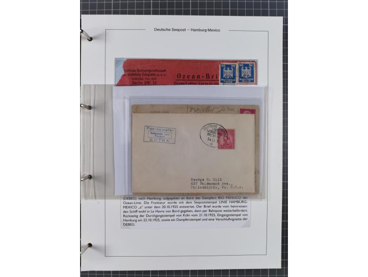 1903/39, Sammlung “DSP LINIE HAMBURG-MEXICO I-XIII” und den späteren Stempeln inkl. “HAMBURG-CUBA-MEXICO” mit über 50 Briefen