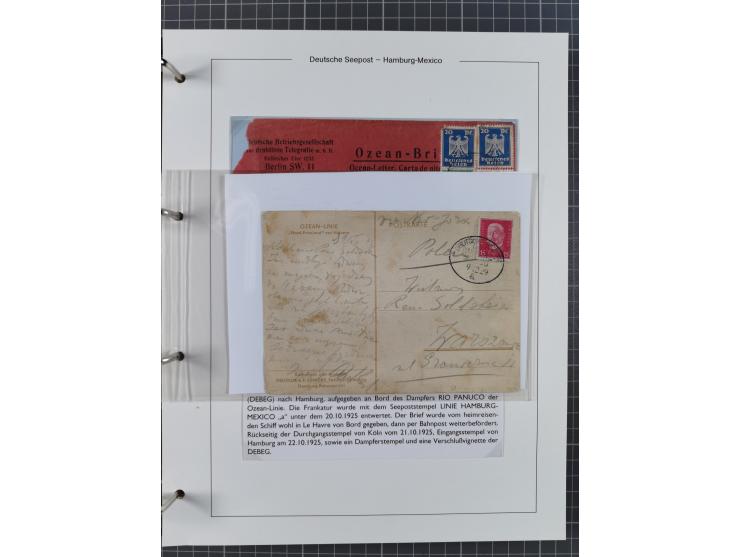 1903/39, Sammlung “DSP LINIE HAMBURG-MEXICO I-XIII” und den späteren Stempeln inkl. “HAMBURG-CUBA-MEXICO” mit über 50 Briefen
