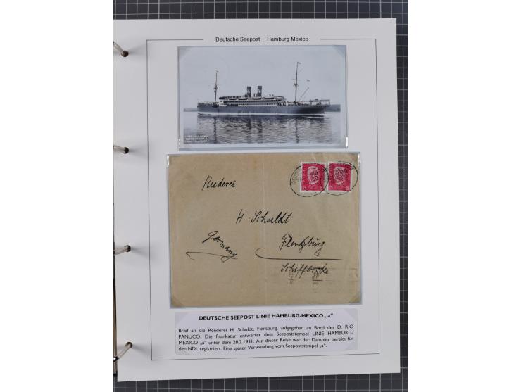 1903/39, Sammlung “DSP LINIE HAMBURG-MEXICO I-XIII” und den späteren Stempeln inkl. “HAMBURG-CUBA-MEXICO” mit über 50 Briefen