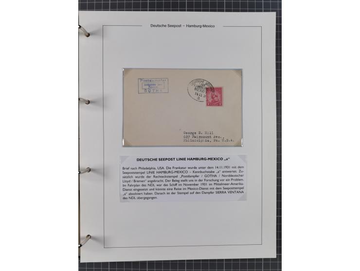 1903/39, Sammlung “DSP LINIE HAMBURG-MEXICO I-XIII” und den späteren Stempeln inkl. “HAMBURG-CUBA-MEXICO” mit über 50 Briefen
