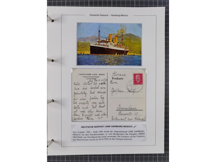 1903/39, Sammlung “DSP LINIE HAMBURG-MEXICO I-XIII” und den späteren Stempeln inkl. “HAMBURG-CUBA-MEXICO” mit über 50 Briefen
