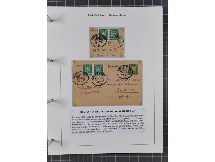 1903/39, Sammlung “DSP LINIE HAMBURG-MEXICO I-XIII” und den späteren Stempeln inkl. “HAMBURG-CUBA-MEXICO” mit über 50 Briefen