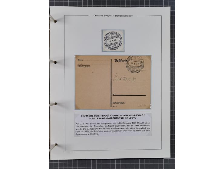 1903/39, Sammlung “DSP LINIE HAMBURG-MEXICO I-XIII” und den späteren Stempeln inkl. “HAMBURG-CUBA-MEXICO” mit über 50 Briefen