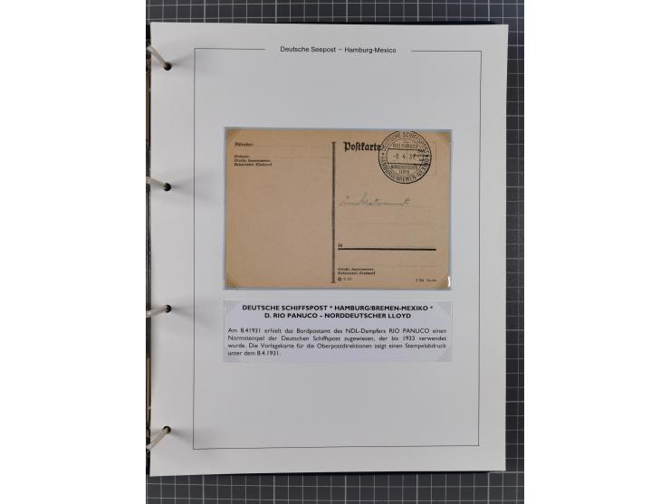 1903/39, Sammlung “DSP LINIE HAMBURG-MEXICO I-XIII” und den späteren Stempeln inkl. “HAMBURG-CUBA-MEXICO” mit über 50 Briefen