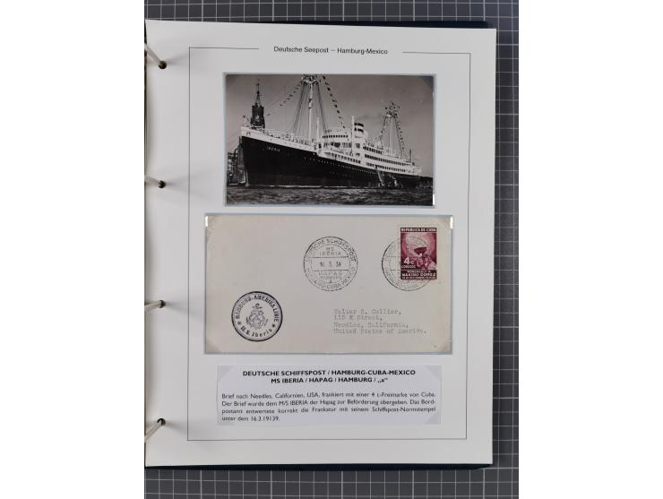 1903/39, Sammlung “DSP LINIE HAMBURG-MEXICO I-XIII” und den späteren Stempeln inkl. “HAMBURG-CUBA-MEXICO” mit über 50 Briefen