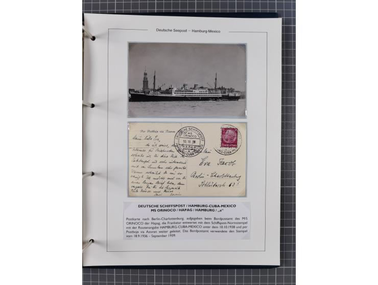 1903/39, Sammlung “DSP LINIE HAMBURG-MEXICO I-XIII” und den späteren Stempeln inkl. “HAMBURG-CUBA-MEXICO” mit über 50 Briefen