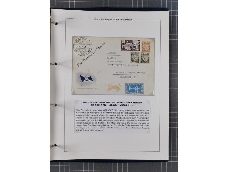 1903/39, Sammlung “DSP LINIE HAMBURG-MEXICO I-XIII” und den späteren Stempeln inkl. “HAMBURG-CUBA-MEXICO” mit über 50 Briefen