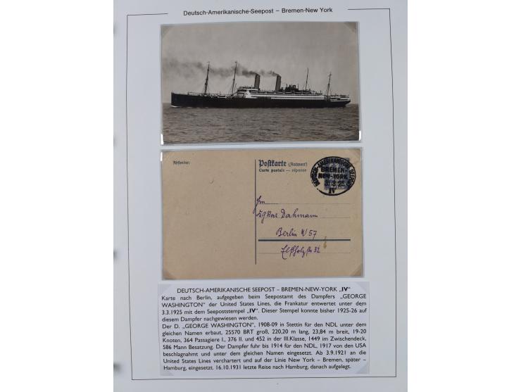 1893/1941, Sammlung “DASP BREMEN-NEW YORK I-X”, Flaggenstempel, &nbsp;“DSP LINIE BREMEN-NEW YORK a-g” und “DASP D. BREMEN” mi