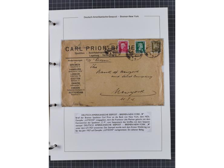 1893/1941, Sammlung “DASP BREMEN-NEW YORK I-X”, Flaggenstempel, &nbsp;“DSP LINIE BREMEN-NEW YORK a-g” und “DASP D. BREMEN” mi
