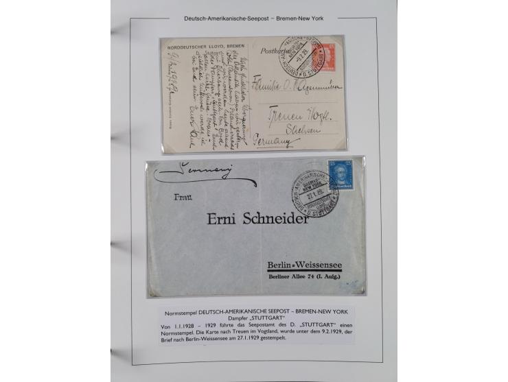 1893/1941, Sammlung “DASP BREMEN-NEW YORK I-X”, Flaggenstempel, &nbsp;“DSP LINIE BREMEN-NEW YORK a-g” und “DASP D. BREMEN” mi