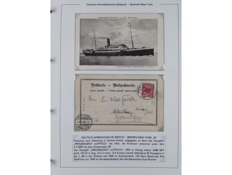 1893/1941, Sammlung “DASP BREMEN-NEW YORK I-X”, Flaggenstempel, &nbsp;“DSP LINIE BREMEN-NEW YORK a-g” und “DASP D. BREMEN” mi